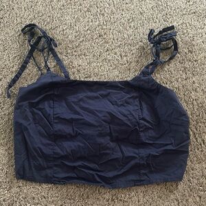 Navy linen crop top